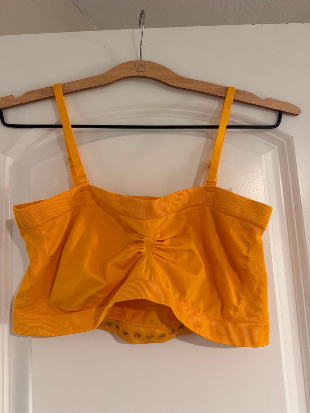 YITTY Bright Yellow Ruched Bandeau Bralette with Adjustable Straps